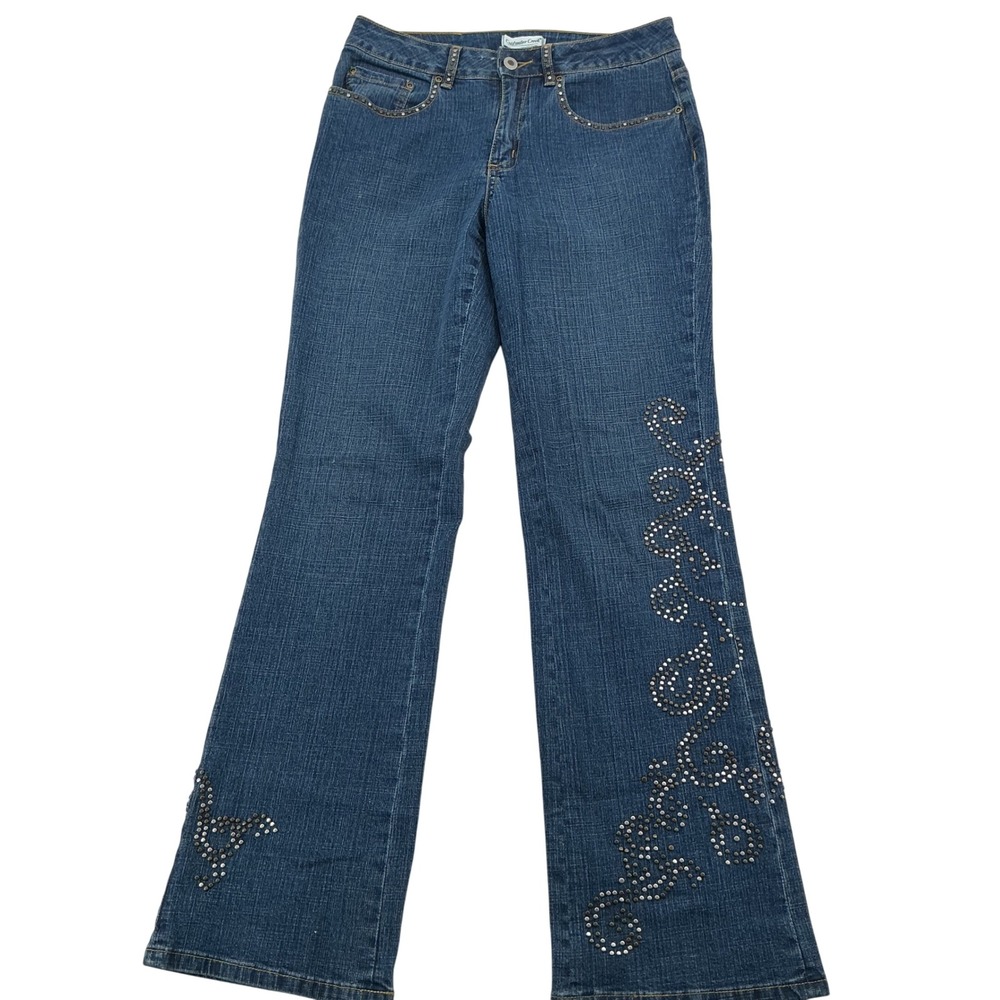 Vintage Coldwater Creek Jeans Womens 6 Blue Denim Studded Rhinestone Flare Y2K